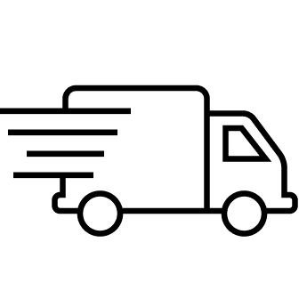 Line drawing of a delivery truck with speed lines